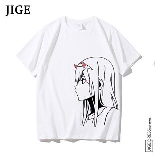 动漫二次元 DARLING 02国家队T恤男女五分袖 TWO纯棉短袖 痛衣 ZERO