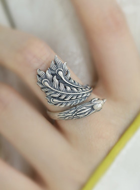 925银复古凤凰民族风小众戒指女