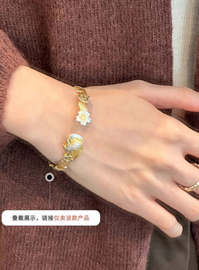 925银中国风描金九尾狐小众手镯