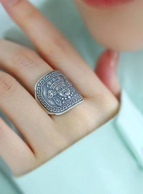 925银复古扎基拉姆宽版小众戒指