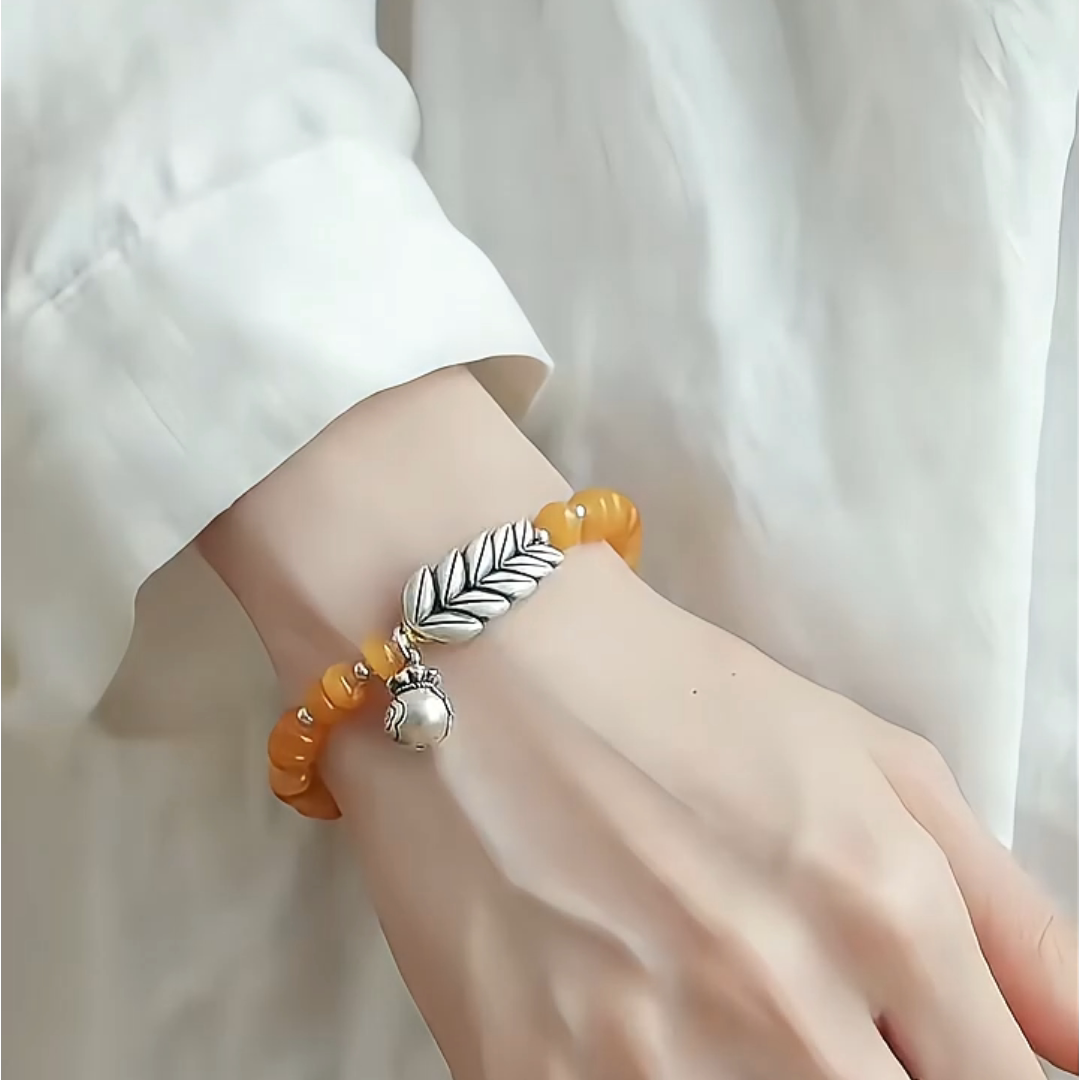 925银新中式麦穗钱袋复古手链女