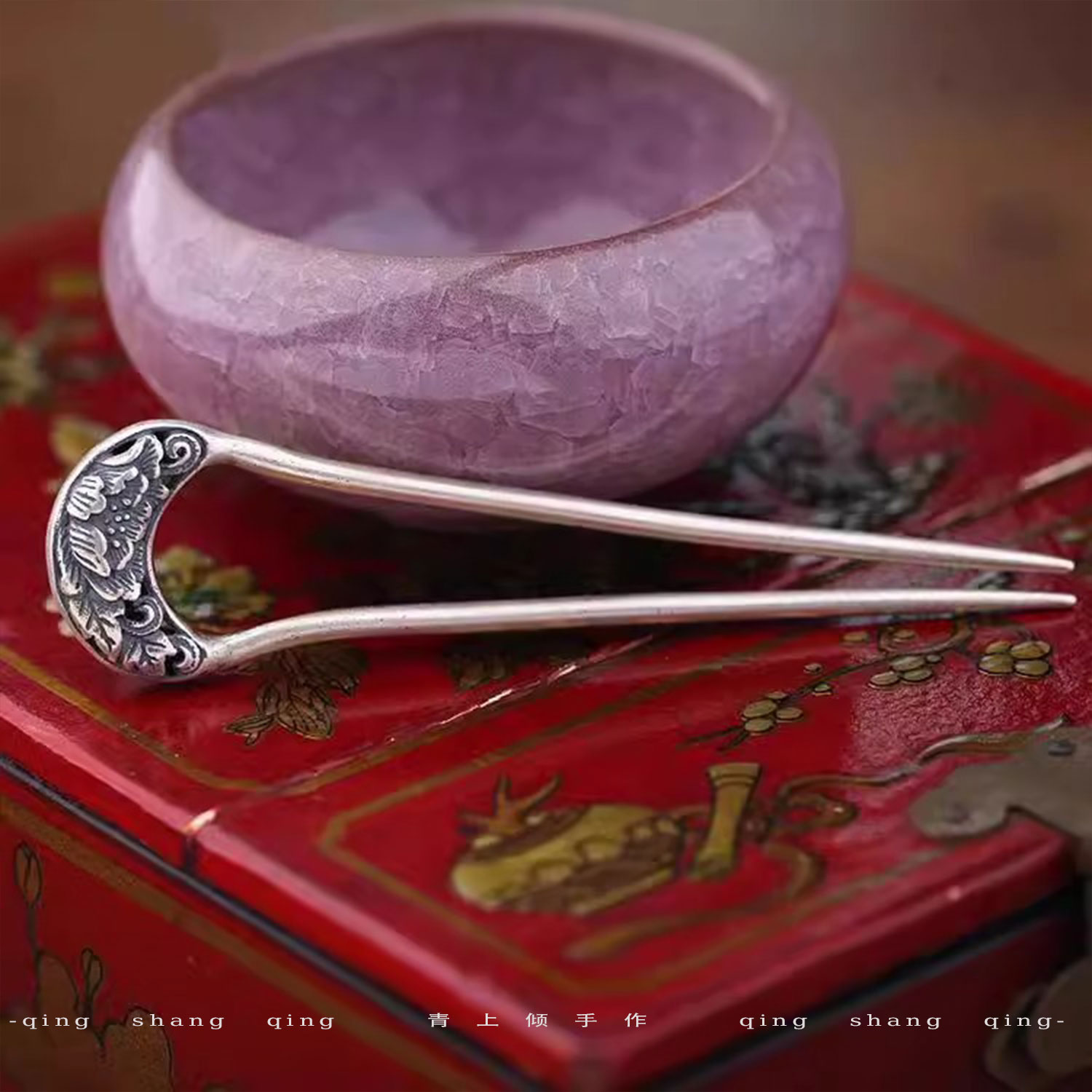 富贵牡丹头饰发簪s925古典