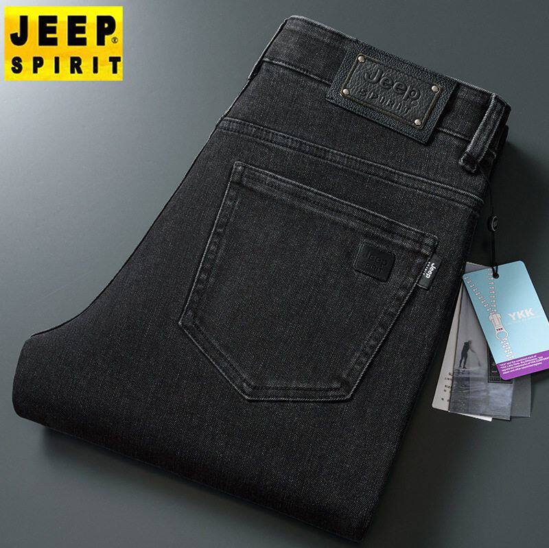 吉普牛仔裤男款商务休闲宽松直筒弹力中腰牛仔布JEEP 水洗牛仔裤