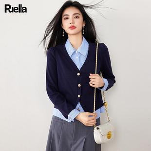 女百搭叠穿 测试商品勿拍拉夏贝尔Puella学院风假两件条纹polo衬衫