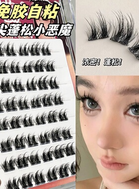蓬松毛绒双尖小恶魔太阳花！免胶自粘假睫毛女自然仿真浓密款欧美