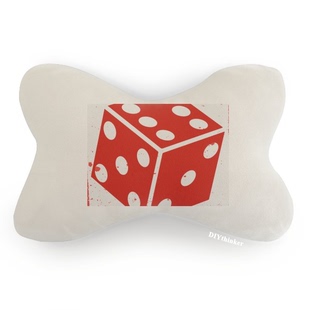 赌场红色骰子插画纹样汽车头枕颈枕座椅枕头护颈枕创意礼物