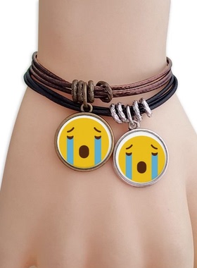 哭黄色可爱网聊表情包插画黑棕手链对饰品情侣礼物礼品自带仙气