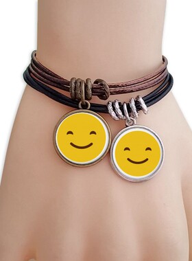 微笑黄色可爱网聊表情包插画黑棕手链对饰品情侣礼物礼品自带仙气