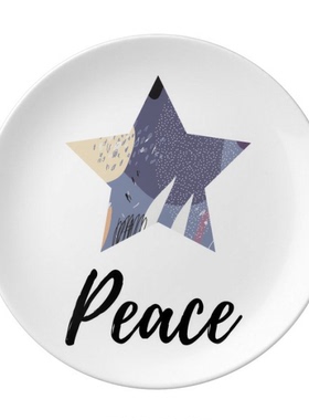 紫色抽象花卉北欧插画陶瓷餐盘子8寸月光盘餐具家居礼物