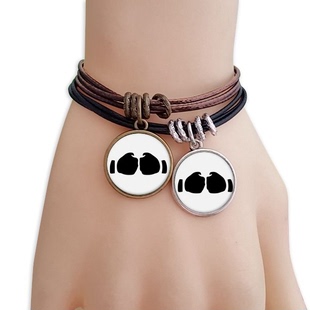 拳头手势手势剪影纹样黑棕手链对饰品情侣礼物礼品自带仙气