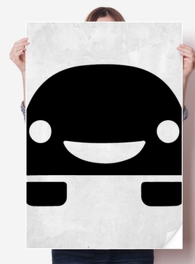 笑脸汽车能源车保护环境图案海报贴纸80x55cm墙贴纸卧室家居装饰