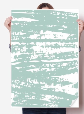 绿痕抽象花卉北欧插画海报贴纸80x55cm墙贴纸卧室家居装饰