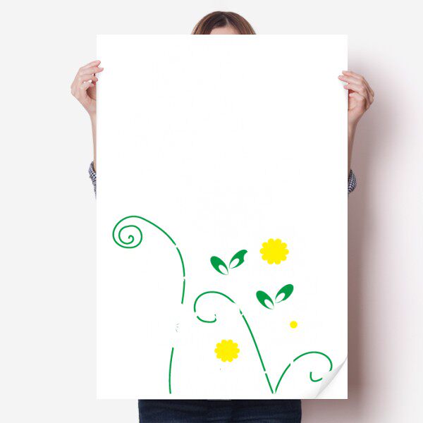 花卉植物绿叶花瓣海报贴纸宣传壁纸墙贴纸卧室家居装饰背胶写真