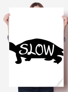 黑色乌龟动物剪影自然海报贴纸80x55cm墙贴纸卧室家居装饰