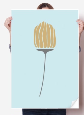 花苞抽象花卉北欧插画海报贴纸80x55cm墙贴纸卧室家居装饰