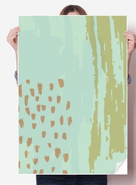 抹茶抽象花卉北欧插画海报贴纸80x55cm墙贴纸卧室家居装饰