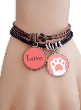 爱Love英文情人节黑棕手链对饰品猫咪礼物礼品自带仙气