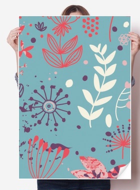 兰叶子植物手绘花卉画海报贴纸80x55cm墙贴纸卧室家居装饰