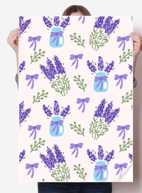 薰衣草图案装饰画设计海报贴纸80x55cm墙贴纸卧室家居装饰