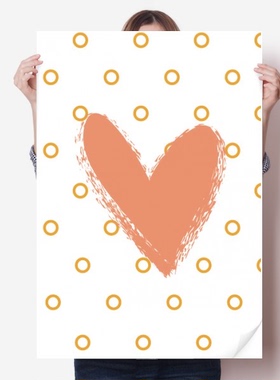 心形抽象花卉北欧插画海报贴纸80x55cm墙贴纸卧室家居装饰