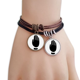 手势黑色剪影纹样黑棕手链对饰品情侣礼物礼品自带仙气