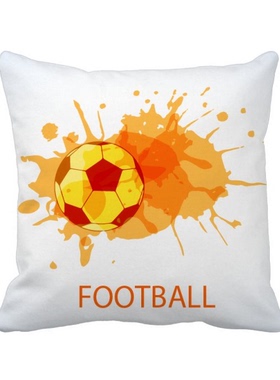 足球橙色运动方形抱枕靠枕沙发靠垫双面含芯礼物安全午睡