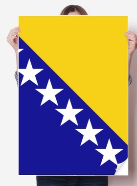 波黑国旗国家标志旗帜海报贴纸80x55cm墙贴纸卧室家居装饰