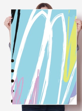 喜悦抽象花卉北欧插画海报贴纸80x55cm墙贴纸卧室家居装饰