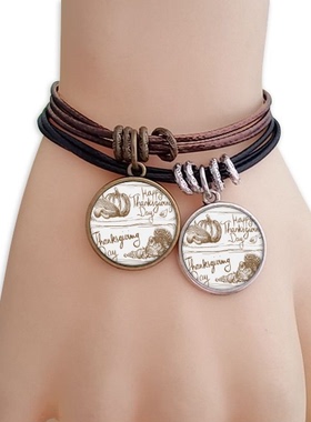 快乐感恩节灰色黑棕手链对饰品情侣礼物礼品自带仙气