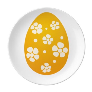复活节快乐节日黄色彩蛋陶瓷餐菜盘子8寸月光盘餐具家居创意餐厅