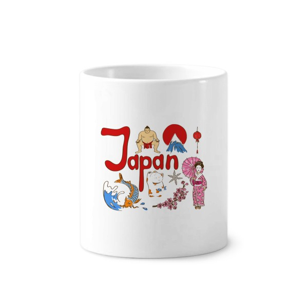 日本地标象征图案陶瓷刷牙杯子笔筒白色马克杯礼物网红好物热门