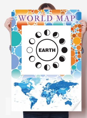 宇宙太阳系行星轨道土星金星海报贴纸80x55cm墙贴纸卧室家居装饰