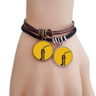 和平枪橄榄枝反战图案黑棕手链对饰品情侣礼物礼品自带仙气