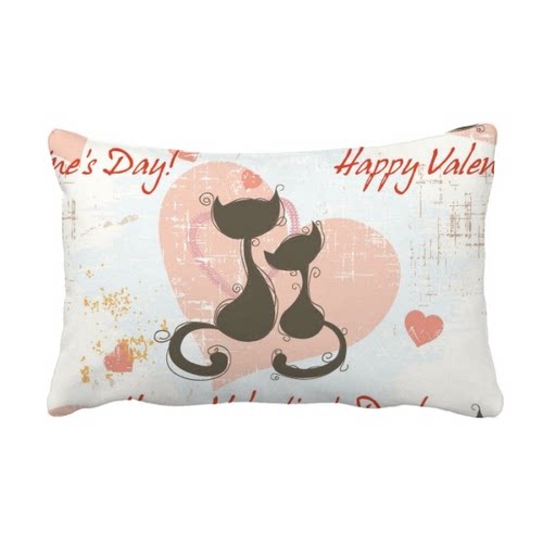 黑色猫咪情人节沙发靠垫礼物抱枕