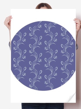 手绘郁金香白花卉图案海报贴纸80x55cm墙贴纸卧室家居装饰