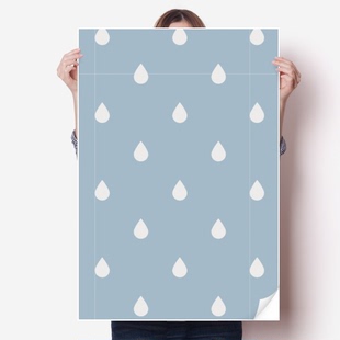 雨水滴天气云纹样海报贴纸宣传壁纸墙贴纸卧室家居装饰背胶写真
