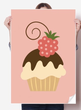 草莓巧克力甜味冰淇淋图案海报贴纸80x55cm墙贴纸卧室家居装饰