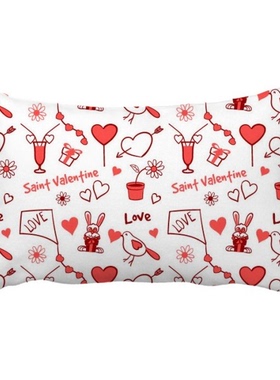 红色爱情情人节风筝兔子抱枕靠枕腰枕沙发靠垫双面含芯礼物