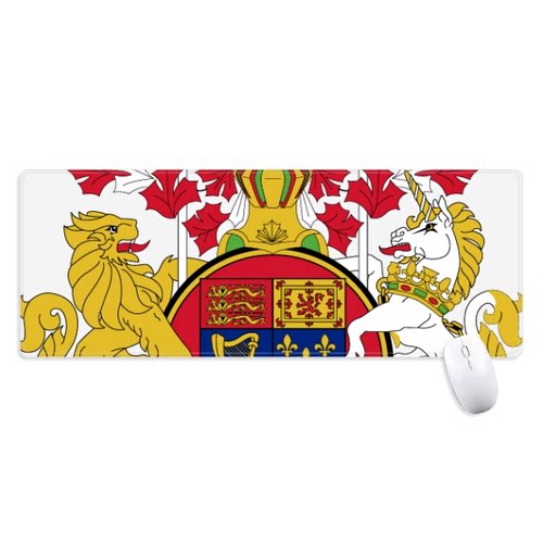 加拿大国徽标志符号图案超大号游戏办公防滑锁边鼠标垫80x30cm