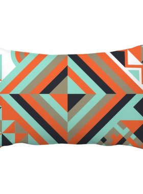 绿色红色菱形北欧图案抱枕靠枕腰枕沙发靠垫双面含芯礼物安全午睡