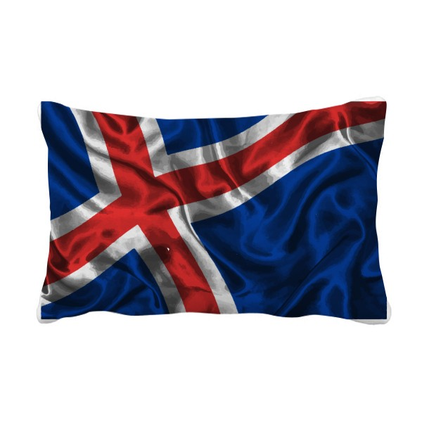 丝绸质感冰岛抽象国旗图案抱枕靠枕腰枕沙发靠垫双面含芯礼物