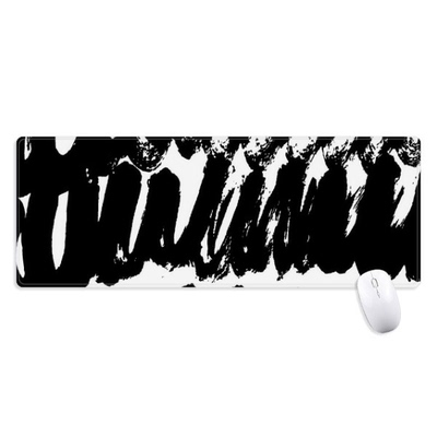 设计感黑白毛笔笔触超大号游戏办公防滑锁边鼠标垫80x30cm