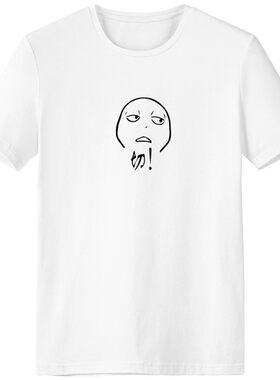 黑色鄙视聊天表情纹样男女白色短袖T恤创意纪念衫个性上衣夏服装