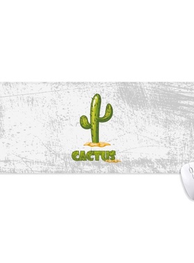 绿色仙人掌多肉盆栽超大号游戏办公防滑锁边鼠标垫80x30cm