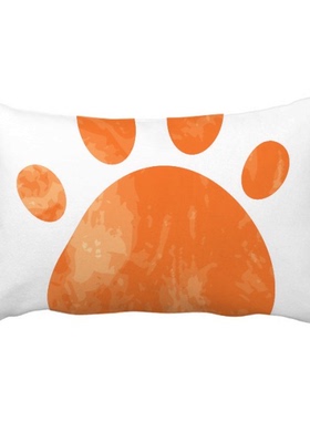 橙色卡通可爱猫咪爪印抱枕靠枕腰枕沙发靠垫双面含芯礼物安全午睡