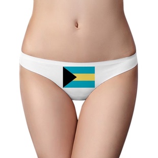 巴哈马国旗北美洲国家象征符号女士美丽白色无痕内裤丁字裤1片装