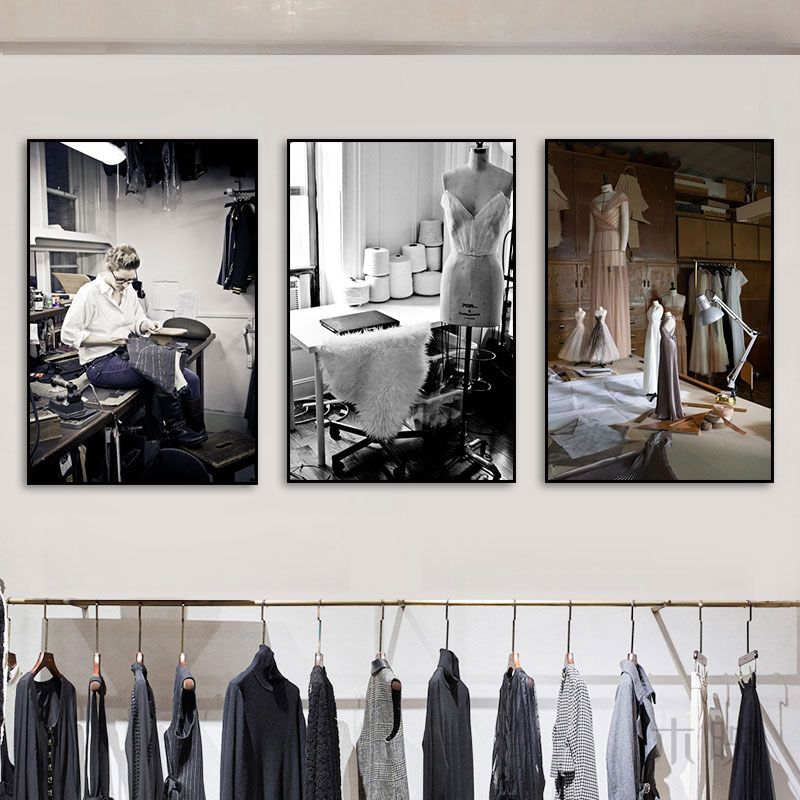 裁缝店装饰画高级礼服馆私人定制设计工作室挂画女装店服装店壁画