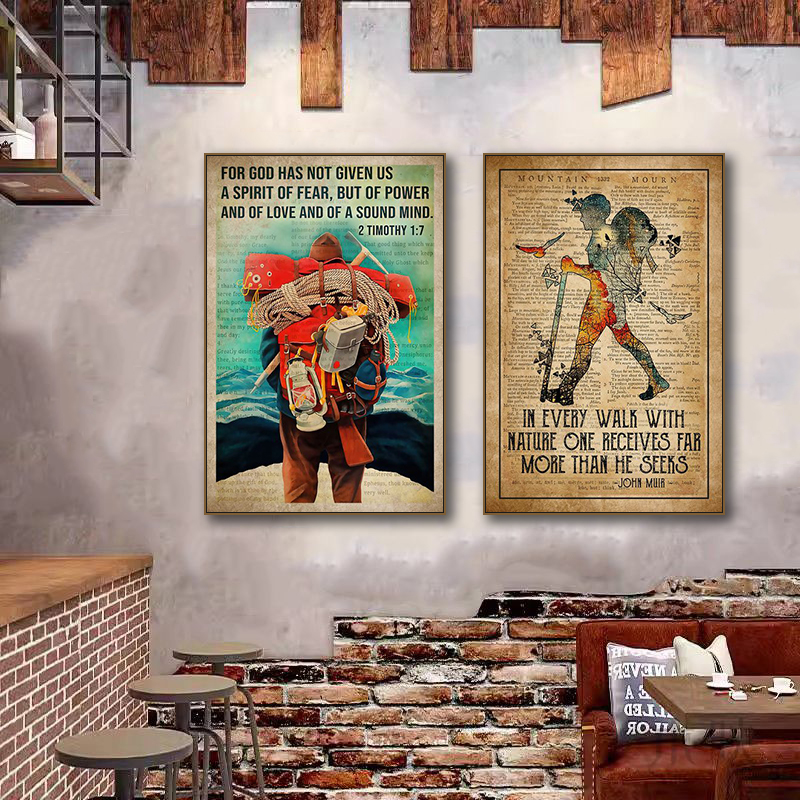 美式复古怀旧攀登登山海报装饰画
