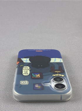 IMD磨砂卡通可爱黑色猫咪插画iPhone16promax苹果16手机壳13磁吸14支架15