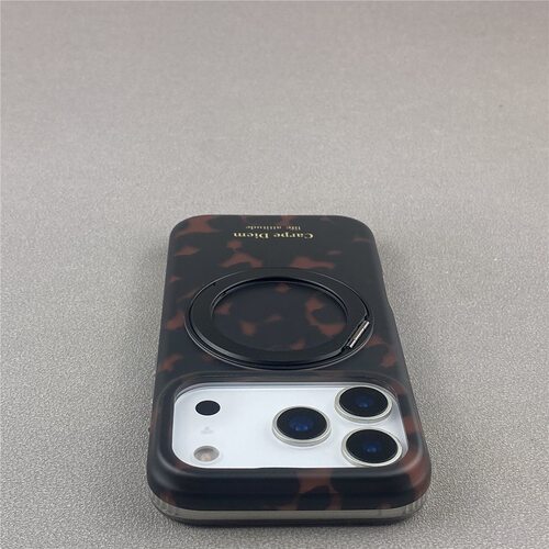 玳瑁豹纹磁吸支架苹果防摔壳